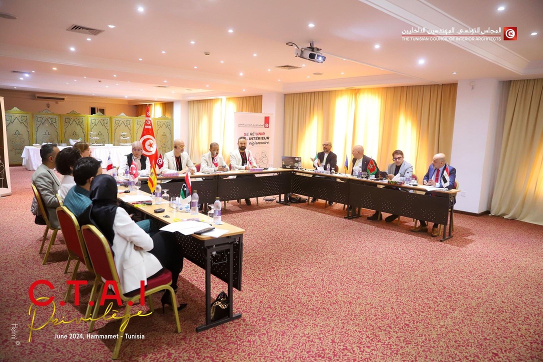 Mediterranean interior-architecture associations meeting around a shared table in Hammamet.