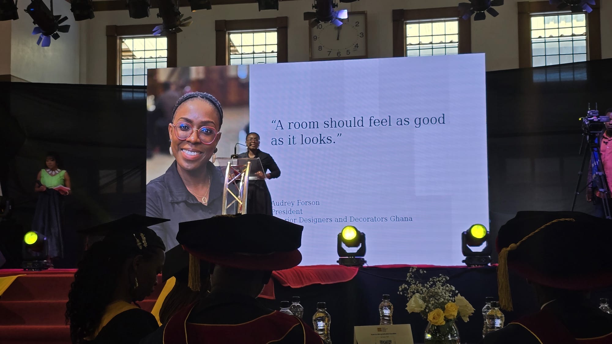 Audrey Forson, President of Interior Designers and Decorators Ghana, speaking at KENCID’s Nairobi symposium.
