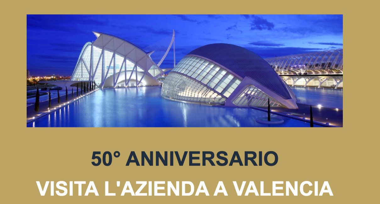 Programme graphic marking a fiftieth-anniversary professional visit to Valencia.